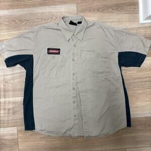 Vintage Dickies Men's Size XL Two Tone Short Sleeve Button Up Shirt Tan & Black